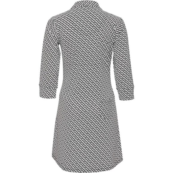 Women's 3/4 Sleeve Logo Print Faux Wrap Dress with Collar, Small - Picture 3 of 4